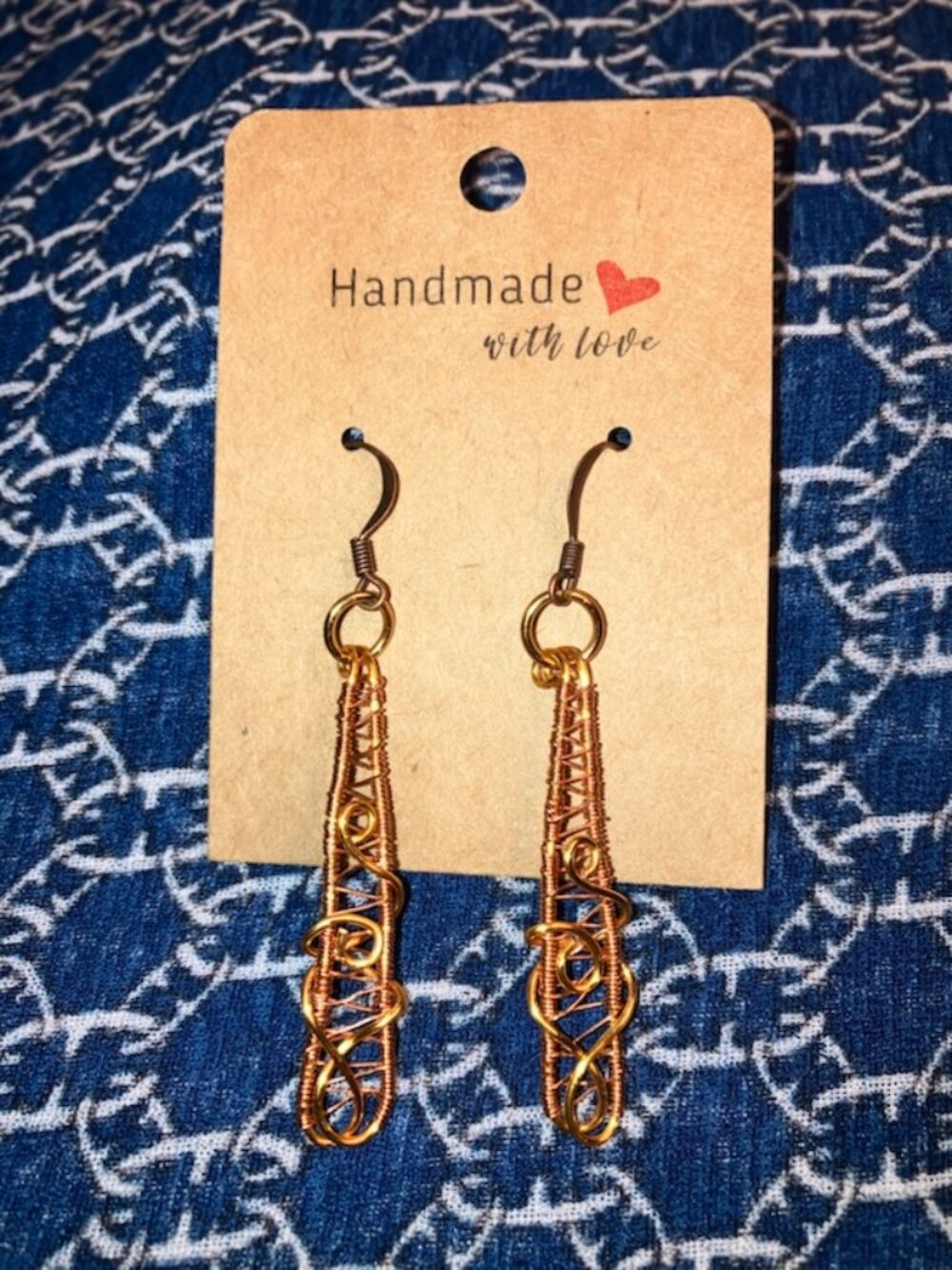 Hand crafted copper wire weave earrings